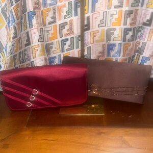 Lord & Taylor Red Clutch and Caparros Brown Clutch Bundle.